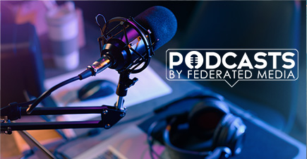 Studio microphone and headphones — Podcasts by Federated Media